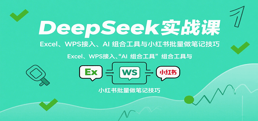 DeepSeek实战课：Excel、WPS接入、AI 组合工具与小红书批量做笔记技巧-网创吧