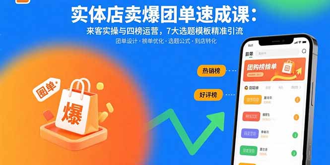 实体店卖爆团单速成课：来客实操与四榜运营，7大选题模板精准引流-网创吧