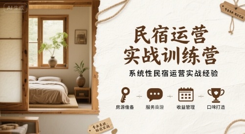 民宿运营实战训练营，系统性民宿运营实战经验-网创吧