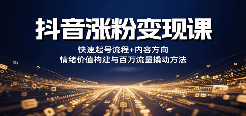 抖音涨粉变现课，快速起号流程+内容方向+情绪价值构建与百万流量撬动方法-网创吧