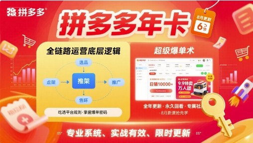 拼多多年卡【8月更新6节】拼多多全链路运营底层逻辑，超级爆单术-网创吧