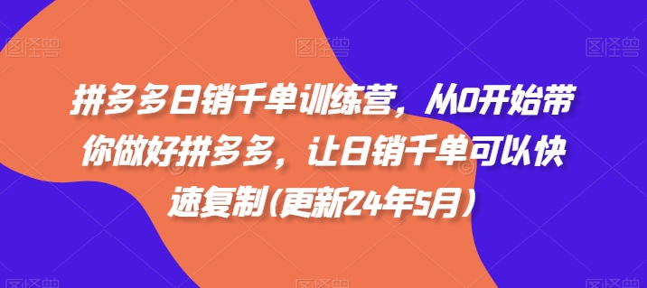 拼多多日销千单训练营，从0开始带你做好拼多多，让日销千单可以快速复制(更新25年8月)-网创吧