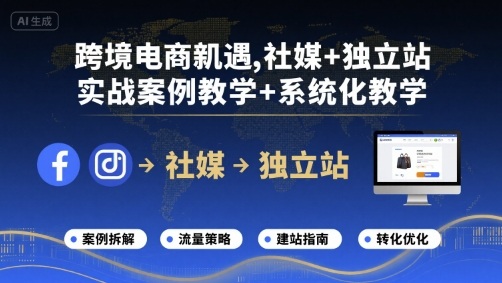 跨境电商新机遇，社媒+独立站，实战案例教学+系统化教学-网创吧