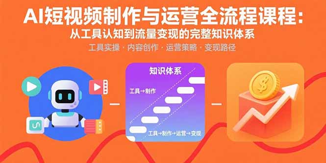 AI短视频制作与运营全流程课程：从工具认知到流量变现的完整知识体系-网创吧