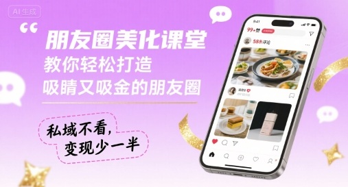 朋友圈美化课堂，教你轻松打造，吸睛又吸金的朋友圈，私域不看，变现少一半-网创吧