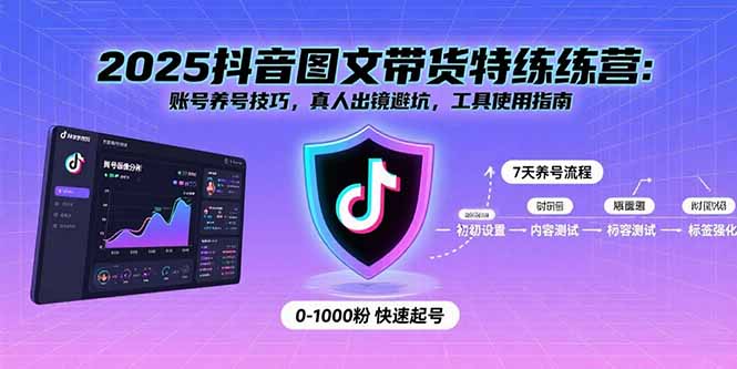 2025抖音图文带货特练营：账号养号技巧，真人出镜避坑，工具使用指南-网创吧