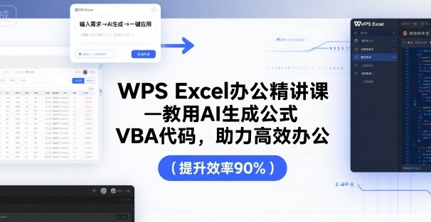WPS Excel办公精讲课，教用 AI 生成公式，VBA 代码，助力高效办公-网创吧