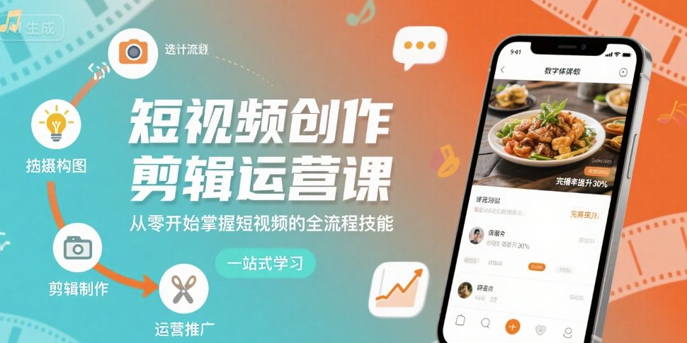 短视频创作剪辑运营课，从零开始掌握短视频的全流程技能-网创吧