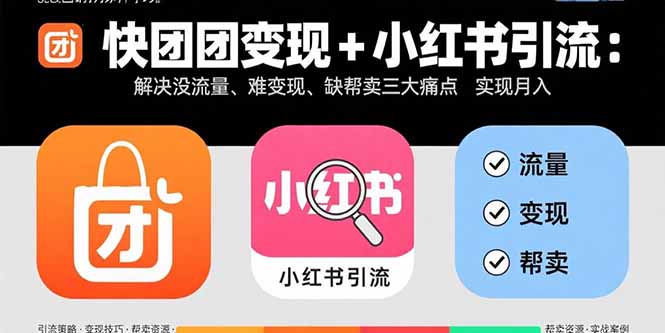 快团团变现+小红书引流：解决没流量、难变现、缺帮卖三大痛点 实现月入3w+-网创吧