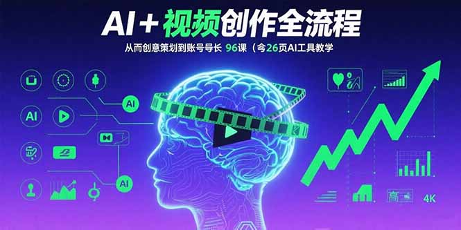 AI+短视频创作全流程：从创意策划到账号增长，96节课(含26项AI工具教学-网创吧