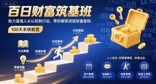 百日财富筑基班，助力普通人从认知到行动，带你解锁顶级财富密码-网创吧