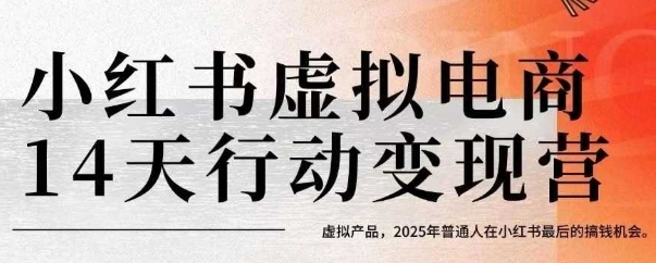 小红书虚拟电商14天变现训练营，虚拟产品，2025年普通人在小红书最后的搞钱机会(更新)-网创吧