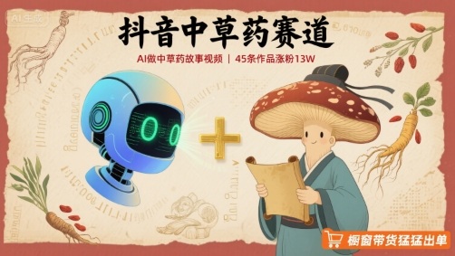 抖音中草药赛道，用AI做中草药故事视频，45条作品涨粉13W，橱窗带货猛猛出单-网创吧