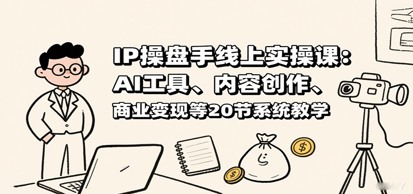 IP操盘手线上实操课：AI工具、内容创作、商业变现等20节系统教学-网创吧