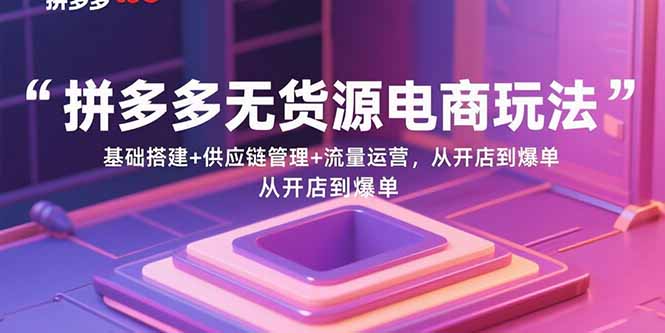 拼多多无货源电商玩法：基础搭建+供应链管理+流量运营，从开店到爆单-网创吧