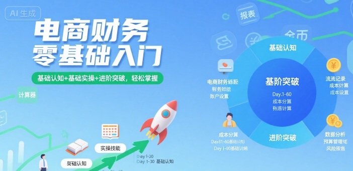 电商财务零基础入门，基础认知+基础实操+进阶突破，轻松掌握-网创吧