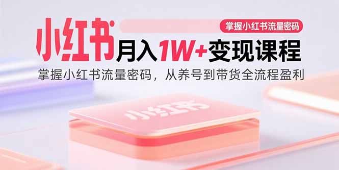 小红书月入1W+变现课程：掌握小红书流量密码，从养号到带货全流程盈利-网创吧