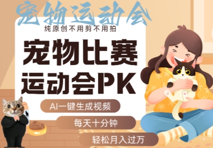 AI一键生成宠物比赛运动会PK视频，纯原创不用剪不用拍，每天十分钟，轻松月入过1W+-网创吧