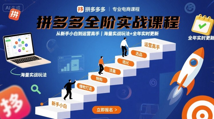 拼多多全阶实战课程，从新手小白到运营高手，海量实战玩法+全年实时更新【2025年9月更新】-网创吧