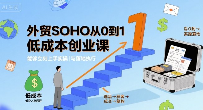 外贸SOHO从0到1低成本创业课，能够立刻上手实操与落地执行-网创吧