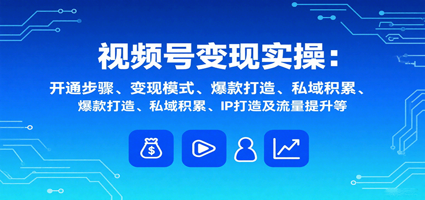 视频号变现实操，含开通步骤、变现模式、爆款打造、私域积累、IP打造及流量提升等-网创吧