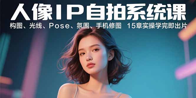 人像IP自拍系统课：构图、光线、Pose、氛围、手机修图 15章实操学完即出片-网创吧
