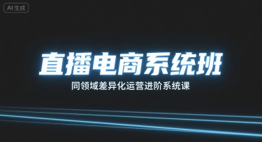 直播电商系统班，同领域差异化运营进阶系统课-网创吧