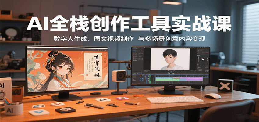 AI全栈创作工具实战课：数字人生成、图文视频制作与多场景创意内容变现-网创吧