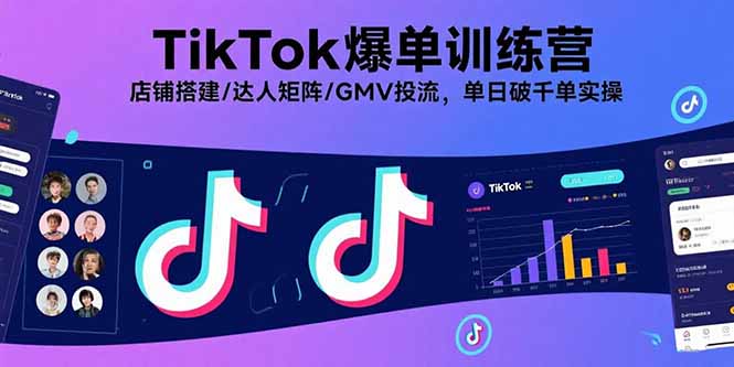 TikTok爆单训练营，店铺搭建/达人矩阵/GMV投流，单日破千单实操-网创吧
