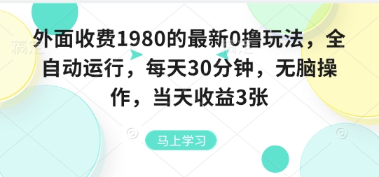 外面收费1980的最新0撸玩法，全自动挂G，每天30分钟，无脑操作，当天收益3张【揭秘】-网创吧