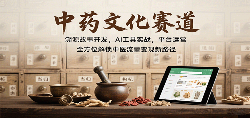 中药文化赛道：溯源故事开发，AI工具实战，平台运营，全方位解锁中医流量变现新路径-网创吧