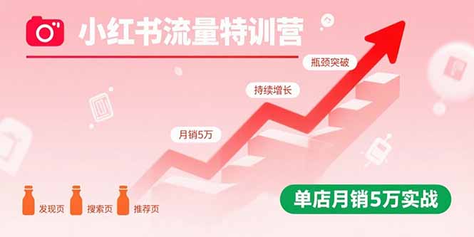 小红书流量特训营：突破流量瓶颈，实现店铺持续增长，单店月销5万实战-网创吧