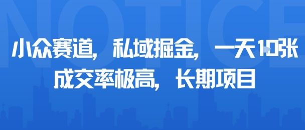 小众赛道，私域掘金，一天多张，成交率极高，长期项目-网创吧