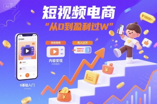 短视频电商：短视频变现从0到盈利过W-网创吧