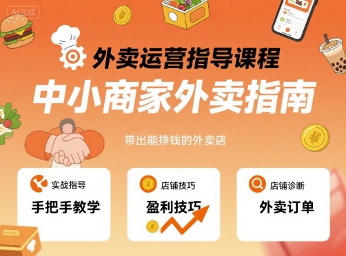 外卖运营指导课程，中小商家外卖指南，手把手带出能挣钱的外卖店-网创吧
