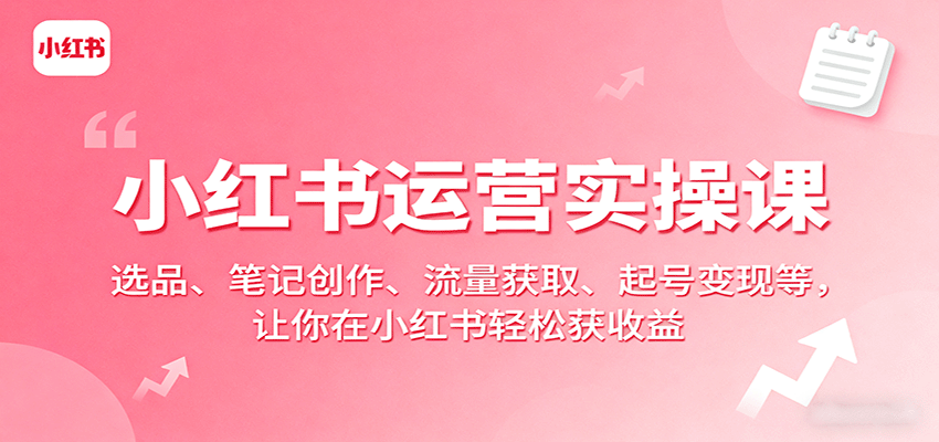 小红书运营实操课：选品、笔记创作、流量获取、起号变现等，让你在小红书轻松获收益-网创吧