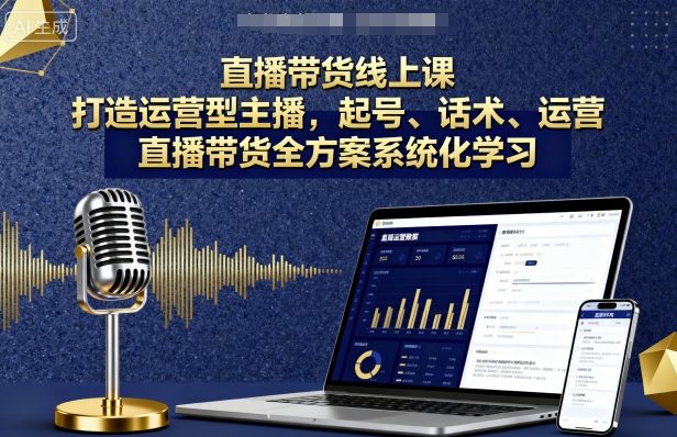 直播带货线上课，打造运营型主播，起号、话术、运营，直播带货全方案系统化学习-网创吧