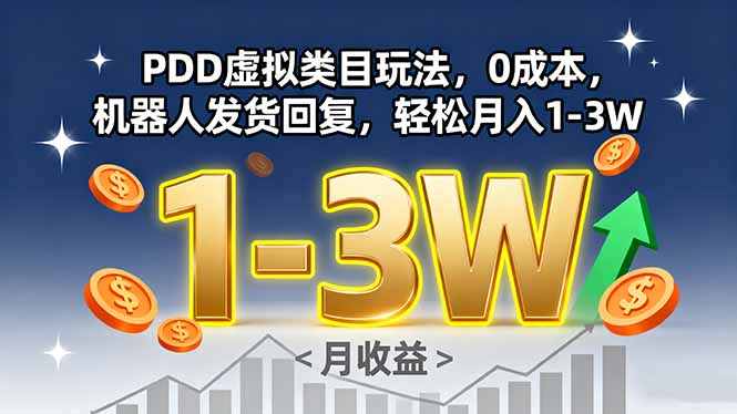 PDD虚拟类目玩法，0成本，机器人发货回复，轻松月入1-3W-网创吧