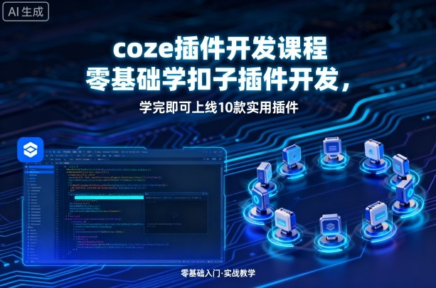coze插件开发课程，零基础学扣子插件开发，学完即可上线10款实用插件-网创吧