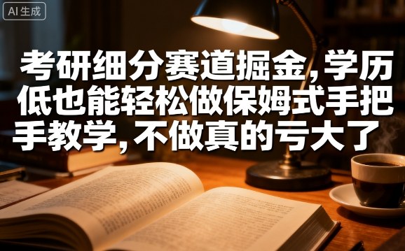 考研细分赛道掘金，日入1k+，学历低也能轻松做保姆式手把手教学，不做真的亏大了【揭秘】-网创吧