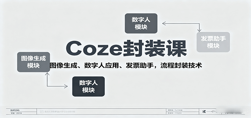 Coze封装课，图像生成、数字人应用、发票助手，流程封装技术-网创吧
