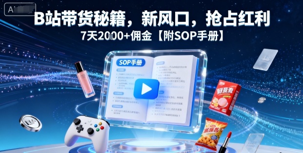 B站带货秘籍，新风口，抢占红利，7天2k+佣金【附SOP手册】-网创吧