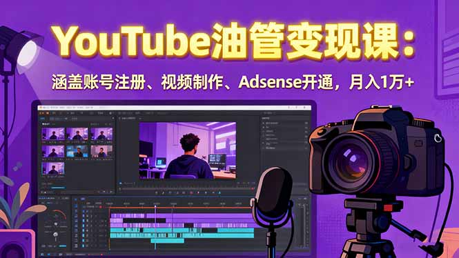 2025YouTube油管变现课：涵盖账号注册、视频制作、Adsense开通，月入1万+-网创吧