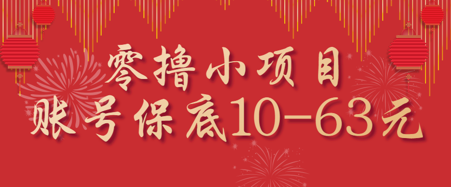 零撸小项目，一个账号保底10-63元，适合新手小白操作，能多账号领低保-网创吧