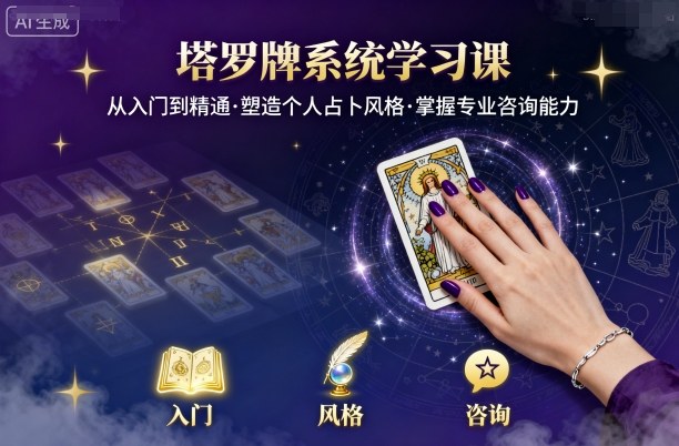 塔罗牌系统学习课，助你从入门到精通，塑造个人占卜风格，掌握专业咨询能力-网创吧