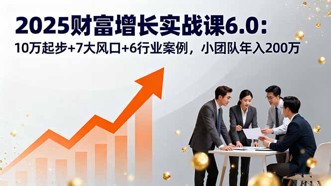 2025财富增长实战课6.0：10万起步+7大风口+6行业案例，小团队年入200万-网创吧