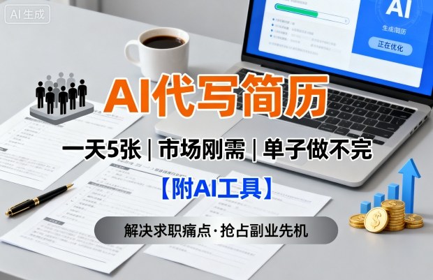 AI代写简历，一天5张，今年找工作难，市场刚需，单子做不完【附AI工具】-网创吧