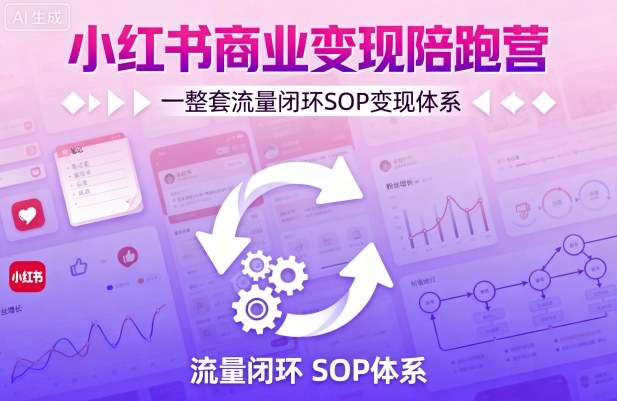 小红书商业变现陪跑营，轻IP矩阵 私域获客 聚光投流，一整套流量闭环SOP变现体系-网创吧