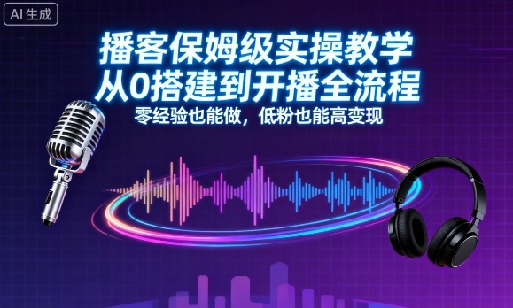 播客保姆级实操教学，从0搭建到开播全流程，零经验也能做，低粉也能高变现-网创吧