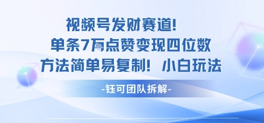 视频号发财赛道单条7W点赞变现四位数方法简单易复制小白玩法-网创吧